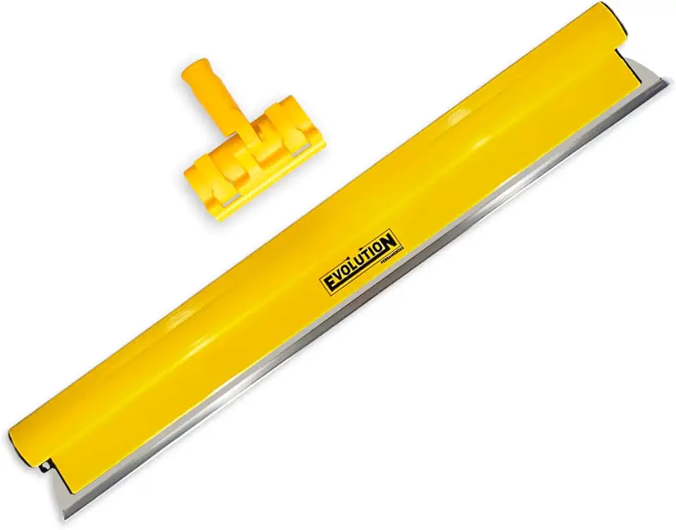 Desempenadeira para massa acrílica 80cm em Aço Inoxidável Evolution + Suporte Alongador para Massa Corrida e Textura Kit Profissional - Amarelo