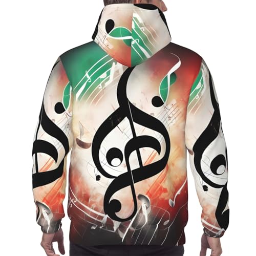Sweat à capuche notes de musique imprimé graphique pull unisexe moderne avec poche - 4
