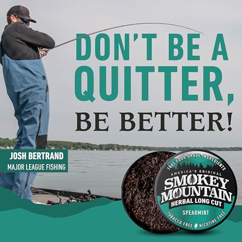 Image of Smokey Mountain Herbal Long Cut - Spearmint - 10 Can Box - Tobacco Free and Nicotine Free Snuff