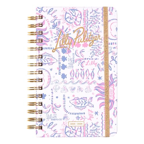 Lilly Pulitzer Medium Planner August 2025 - December 2026, Weekly Agenda & Monthly Calendar, Stickers, Pockets, Spiral Binding, 5