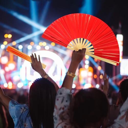 Image of Maitys Large Rave Fan Folding Handheld Fans 13'' Clap Fans for Line Dancing Clack Fan Holographic Festival Accessory for Martial Art Gift Performance, Includes 2 Pouch