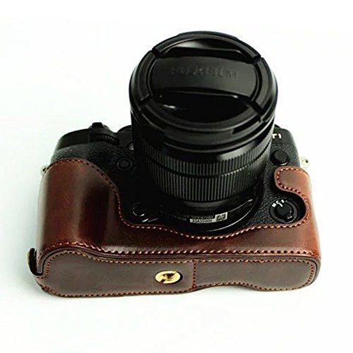 First2savvv XJPT-XM1-10 Brun Foncé PU Cuir étui Housse Appareil Photo Numérique Pour Fuji Fujifilm X-M1 XM1 X-A1 XA1 Avec Lens 16-50mm + Lecteur De Carte