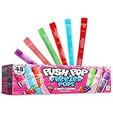 Push Pop Freezer Pops - Ice Popsicles Frozen, Individually Wrapped Variety Pack, 6 Classic Fruity Flavors, Fun Colored Frozen Treats for Party Favors, Bulk Snacks for Kids (48 Count)