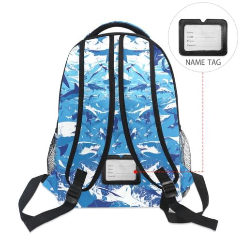 Sac à dos école requins bleus grand volume avec dos matelassé ergonomique - 6