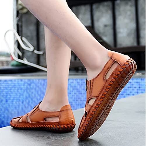 Men Sandals Real Leather Casual Beach Shoes Fisherman Leisure Trekking Non-Slip Breathable Slippers Hiking(40)3
