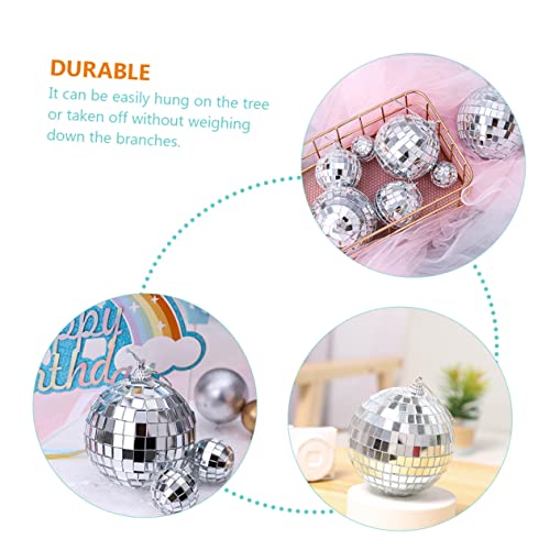 ABOOFAN - 18 bolas espejadas plateadas para colgar, decoración para árbol de Navidad, cumpleaños y bodas, ligeras y brillantes miniatura 5