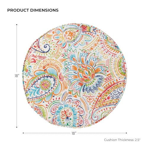 Set of 2 Outdoor 18 inch Round Patio Dining Chair Pads – Comfortable Fiber-Filled Seat Cushions with Ties, Reversible Polyester Fabric, Jamboree Paisley by Greendale Home Fashions - Used condition - Image 5