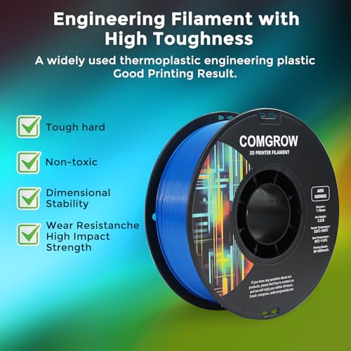 Image of Comgrow ABS 3D Printer Filament 1.75mm, Heat Resistant 3D Printing Filament 1.75mm, Strong and Durable, Dimensional Accuracy + /- 0.02mm Blue