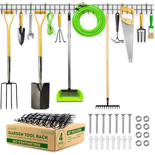 Garden Tool Rack 160cm Wall-Mounted Garage Organiser