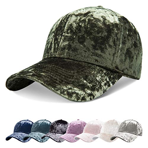 zowya Spring Velvet Baseball Cap for Women Men Crushed Plain Dad Hat Adjustable Tennis Sports Cap Polo Hip Hop Hats Unisex Unstructured 1 Pack （Dried Herb）