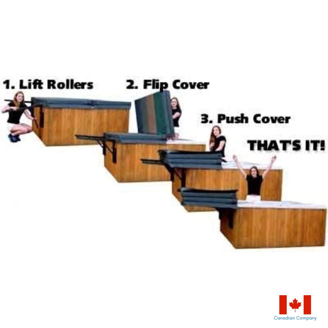 Hot Tub Cover Remover ABC Spa 4-Roller Hot Tub Cover Lifter - Heavy Duty Lift System For Square & Rectangle Tubs Up To 8' Wide - 75 Lb Capacity Heavy Duty Spa Cover Removal