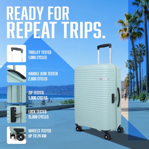 Image of American Tourister Liftoff+|Medium Size Check-in Spinner Trolley Bag (67 cm) for Travel|360 8 Wheel Travel Luggage|Hard Case Polypropylene (PP) Suitcase|Mounted TSA Lock|Seafoam Blue