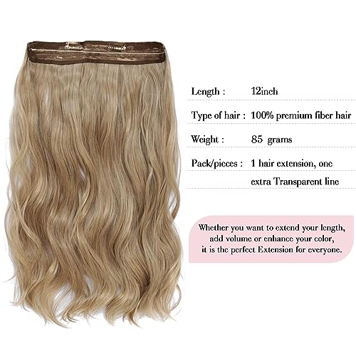Secret Hair Extensions 12 Inch Dark Blonde Hairpiece Invisible Wire Hairextensions Clip in Synthetic hair Pieces for Women Natural Wavy hairextension - Image 2