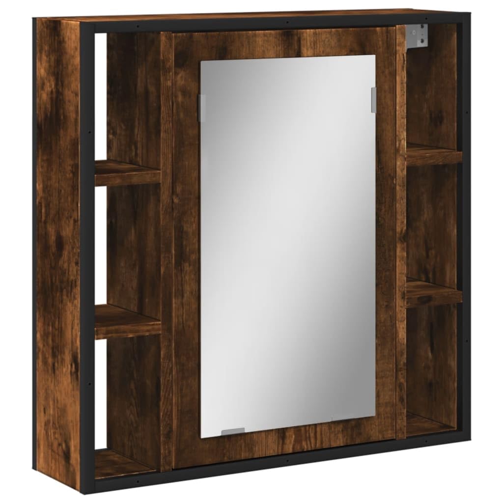 Générique Spiegelschrank für Badezimmer, Raucheiche, aus Holz, schlichtes Design mit Wandaufbewahrung für Toilettenartikel, klarer Spiegel, nicht verformt, für Make-up und Rasur