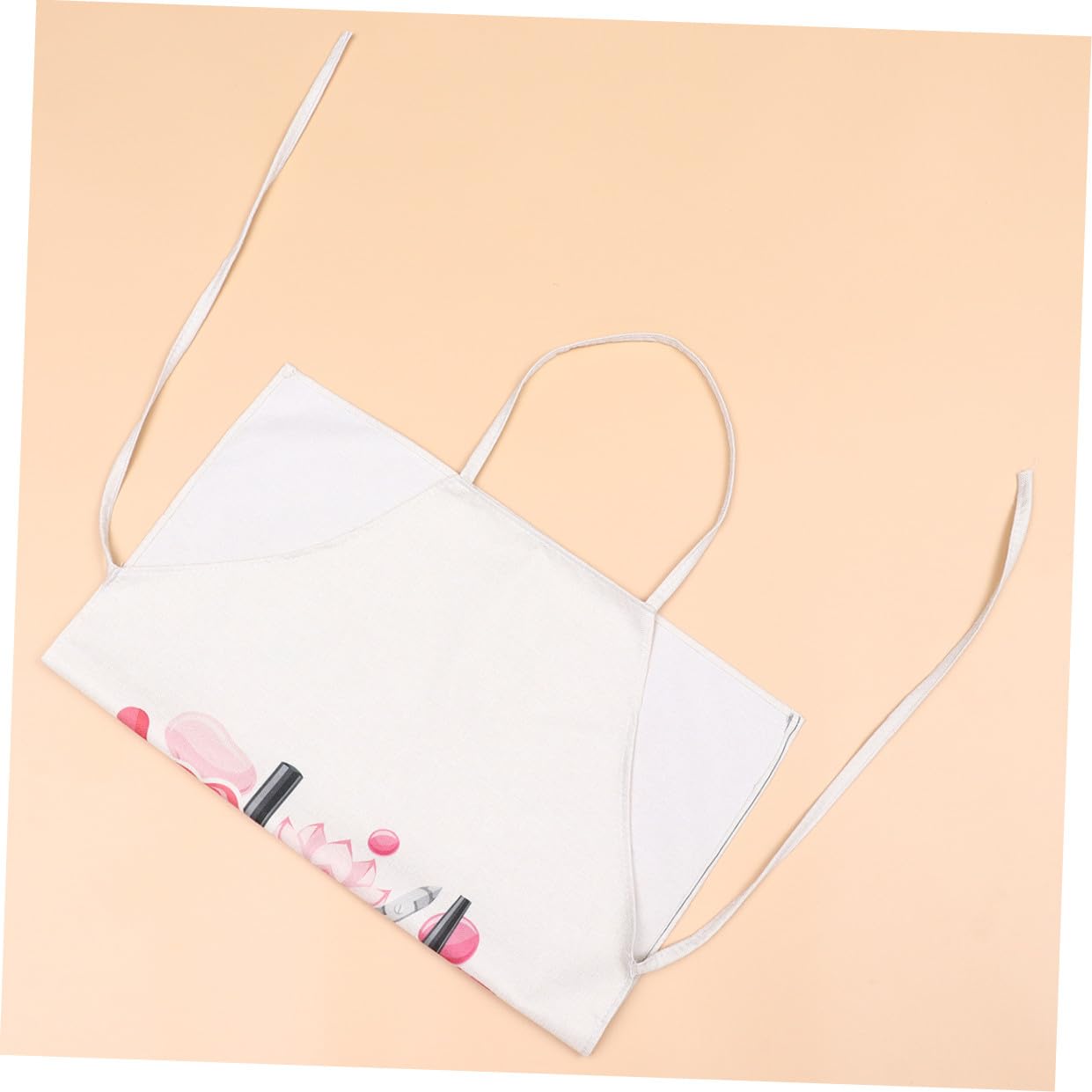 VANZACK Delantal Presa de Algodón y Lino Reutilizable y Anti-manchas Estampado de Esmalte de Uñas Adecuado para Cocina y Comedor en Casa
