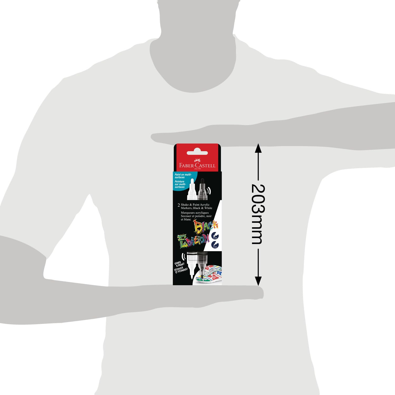 Faber Castell 285503 - Set 2 Marcadores Acrilicos Black Edition de Doble Punta Shake & Paint - Negro y Blanco
