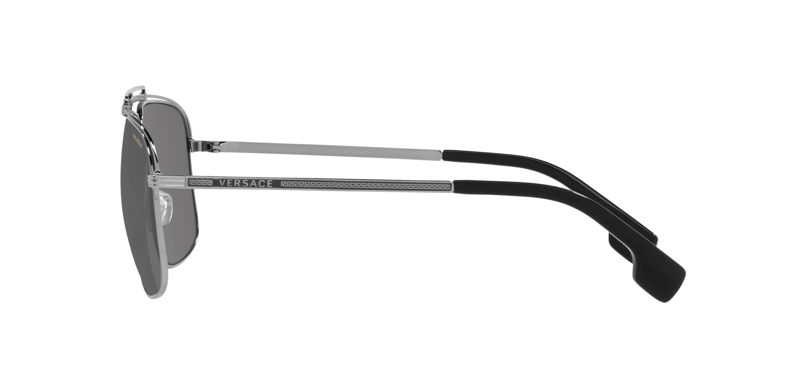 Versace Man Sunglasses Gunmetal Frame, Polar Dark Grey Mirror Silver Lenses, 61MM