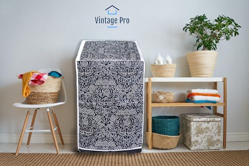 Image of Washing Machine Cover Suitable for Top Load Bosch 9.5 Kg & 10 Kg (60cmsX60cmsX90cms, Black Flower)