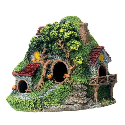 Image of RVQIGYP[Magic Underwater Cabin Fish Tank Landscaping Hobbit House Decoration | Handmade Resin Material Waterproof and Anti-Fading | Fairy Tale Style Aquarium Landscaping Give Away Water Plants