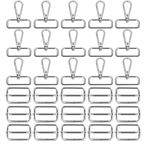 BOELLRUNO 30pcs Mousqueton Sac a Main 40mm Crochets Pivotants + Boucles Rectangulaires DIY Accessoires pour Ceinture Sac à Dos Craft Bags (C)