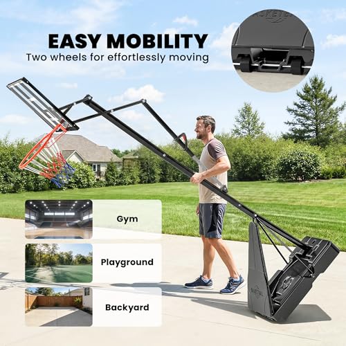 Soozier Basketball Hoop Outdoor Portable, 8-10ft Adjustable Basketball Goal, 47 Inch Shatterproof Backboard w/Shock Absorbent Rim, Fillable Base, for Youth & Adult, for Backyard, Driveway, Indoor - Thumbnail 5