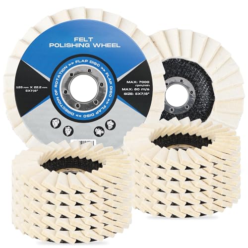 10x Disque Polissage Feutre 125 x 22,2 mm Laine Lamelles Rondelle Dentelée Roue Polir Acier Métal Meuleuse d'Angle