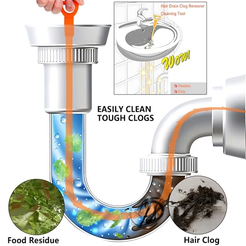 Drain Snake, Drain Clog Remover,Hair snake Tool Opener, sink snake for Sewer Kitchen Sink Bathroom Tub Toilet Clogged Drains Relief Cleaning Tool(1pc 25 Inch +1pc 20inch) - Image 3