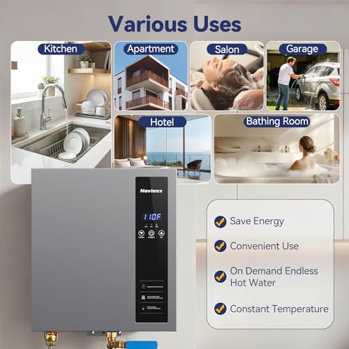 Image of 27kW Tankless Water Heater Electric, NOVIEEX 240V 3s Instant Hot Water Heater, Flow Rate Max 7.4 GPM, Supply for 3-4 Points, Indoor Installation, Heavy Duty Ideal for Whole House Use