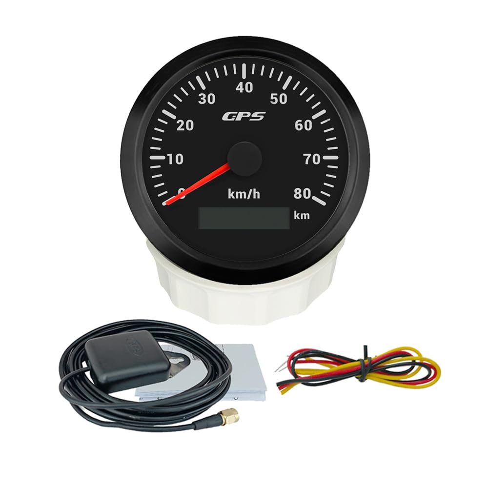 85mm (3 3/8'') スピードメーター GPS 走行距離計 0-80KM/H トラクター RV バン用 【ホイールスピードセンサーアンチロックセンサー】 7色バッ