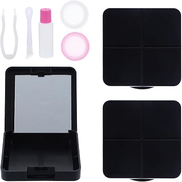 CRAFTHROU 3 Sets Portable Travel Lens Case Kit with Mirror, Black Pp Contact Lens Case Box, Protects Eyes from Damage, Compact and Lightweight for Women s Contact Lenses