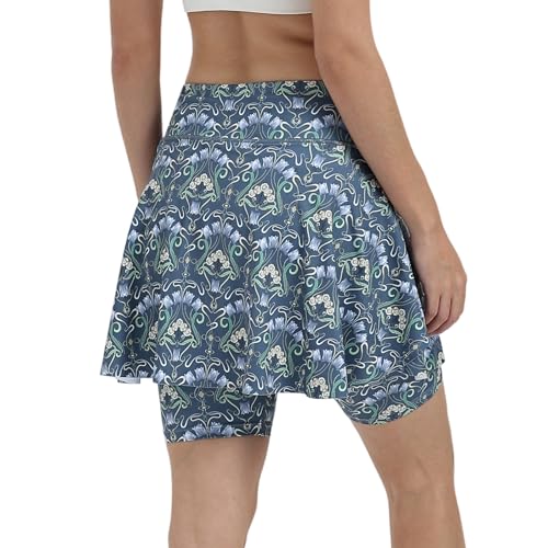 Xioker Saias femininas com bolsos, saia feminina atlética de natação modesta, Estampa verde, P