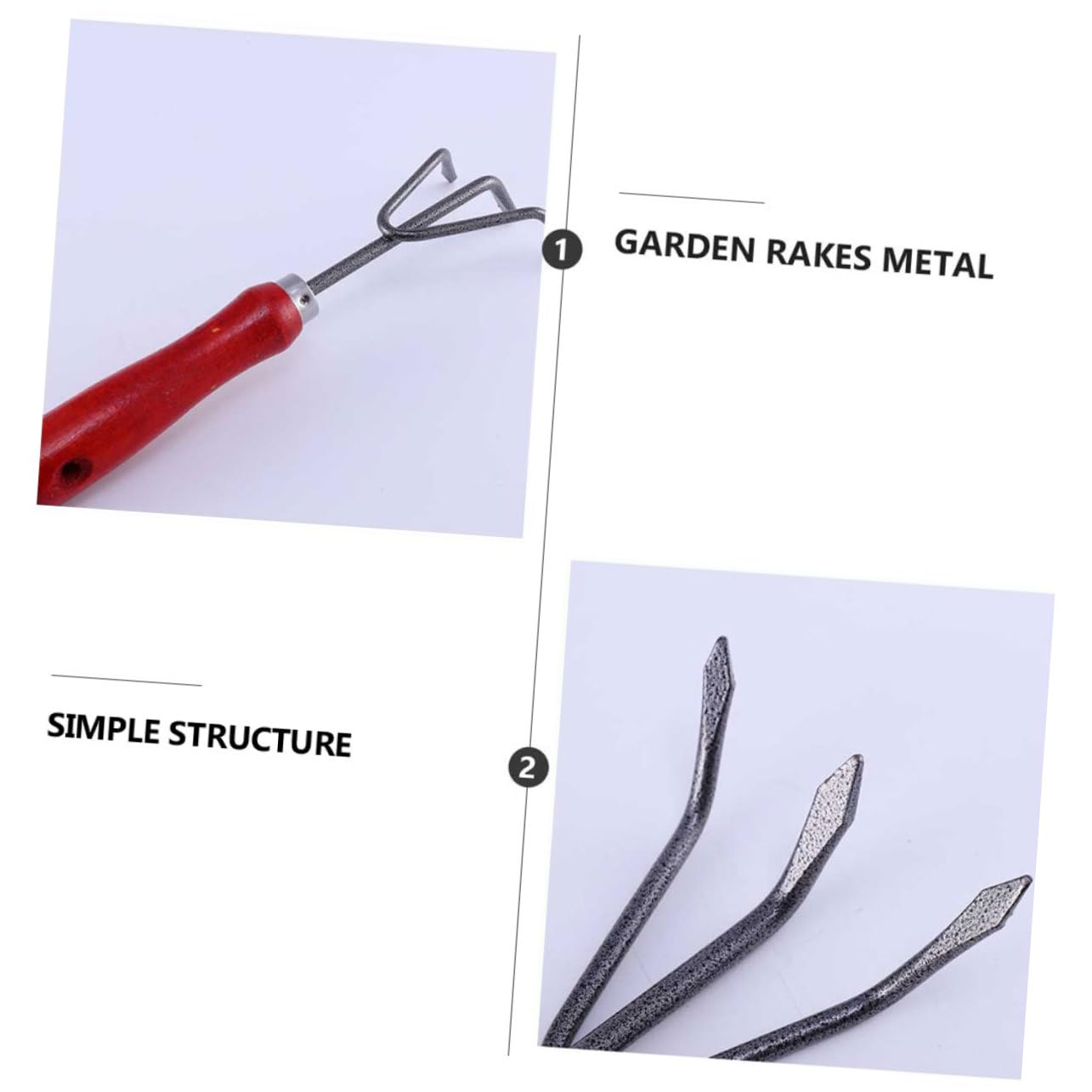 UPKOCH 2 Set Rastrello A Tre Denti Strumenti Da Giardino Accaparratore Da Giardino Rastrelli Da Piccoli Attrezzo Attrezzi Da Per Diserbo Ferro Da Stiro Rosso 2 Pezzi*2