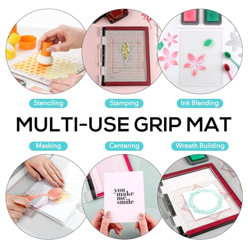 8 Stück/Set, 16,5 x 21,6 cm, vielseitig verwendbare, rutschfeste Klebematten, passend für Stempelpositionierungswerkzeug-Set, Photopolymer-Griffmatte mit gedruckten Anleitungen in