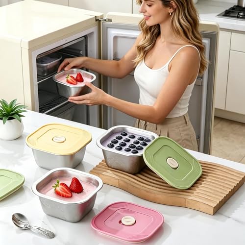Bols à glace pour congélateur réutilisables avec couvercle en silicone - 3