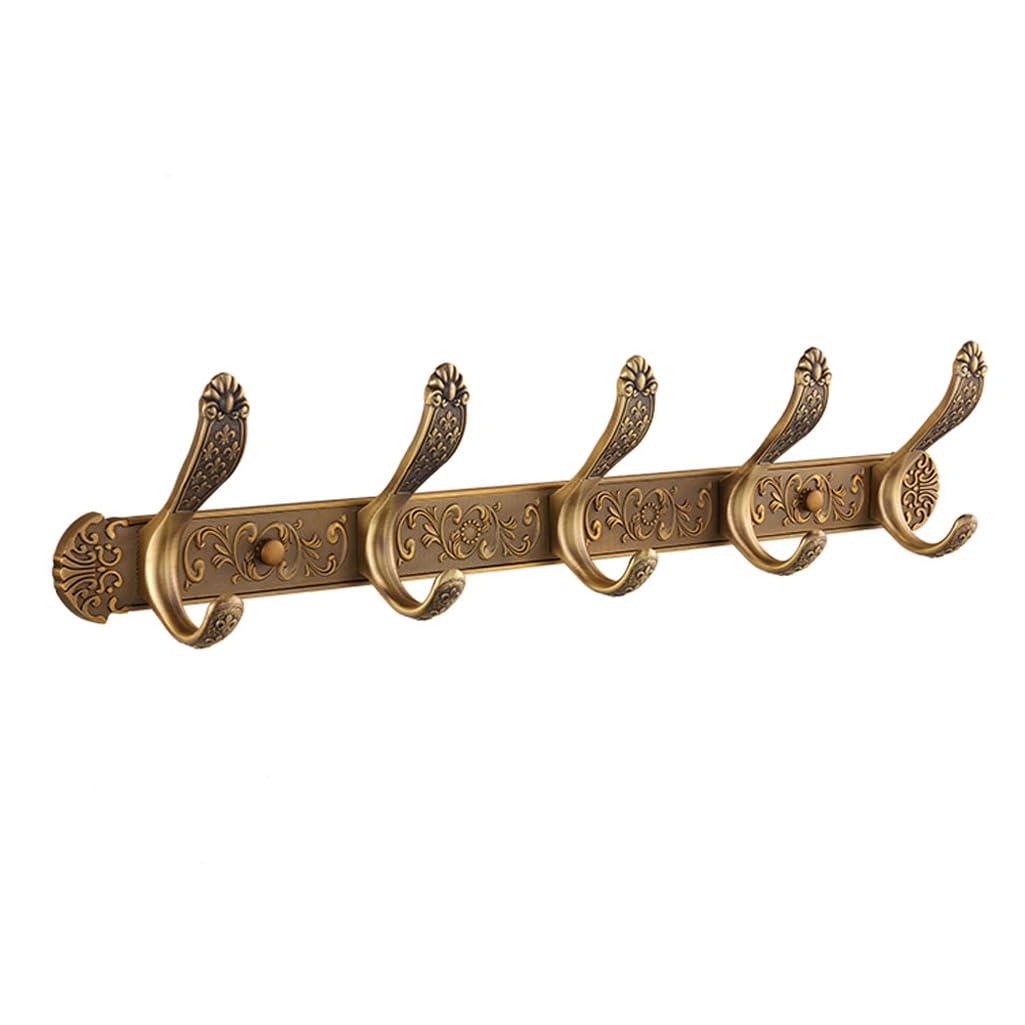ZHOUXIAO Vintage Metal Coat Rack Wall Mounted with Hooks, Antique Heavy Duty Coat Hook Rail, Hat Robe and Towel Hooks Rack for Bathroom, Entryway, Mudroom 5hook