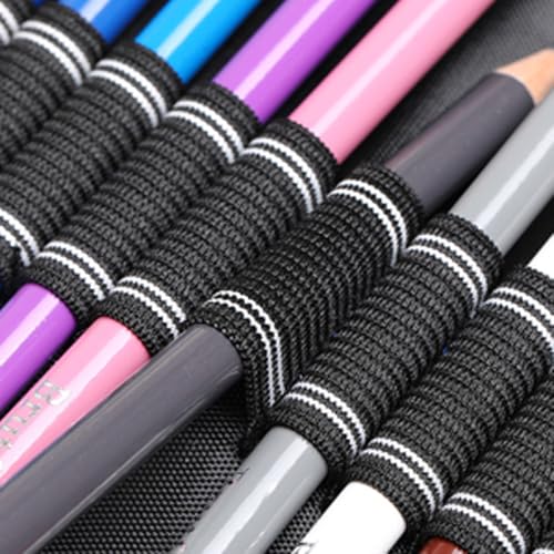 Image of 72 Slot Portable Folded Colored Pencil Case Canvas Zippered Large Capacity Pencil Bag Pouch for Watercolor Pencils