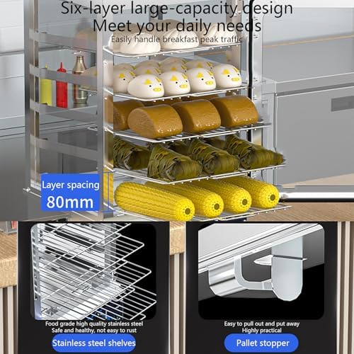 Electric Bun Steamer, Stainless Steel Multi-Layer Machine for Hot Dogs and Buns, Ideal for Buffets and Restaurants