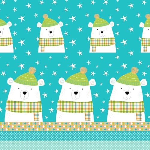 Image of LORETO - A QUALITY LINEN BRAND 100% Cambric Cotton Single Dohar 58 x 88 Inches, 3-Layer Lightweight AC Blanket with Soft Cotton Flannel Filling, Breathable Summer Quilt, Reversible, Teal Cozy Bear