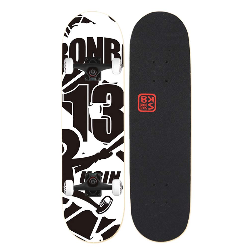 Skateboards completos - Skateboards estándar para Principiantes Niños niños niñas Adolescentes: 31 x 8 Pulgadas Canadian Maple Cruiser Pro Skate Board, Skateboards,G