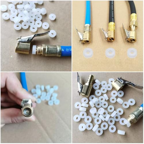 Image of 25 Pack Tire Air Chuck Sealing Gasket Replacement Rubber O Ring Pad Seals Washer for Tire Air Chucks with Clip Tire Inflator Nozzle Adapter Electric Air Compressor Pump Pressure Gauge