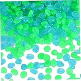 Glow in The Dark Pebbles Resin Glowing Pebbles Reusable Oval Small Luminous Cobblestones Blue Green Glowing Rocks Garden Walkway Bonsai Aquarium Decor 300Pcs