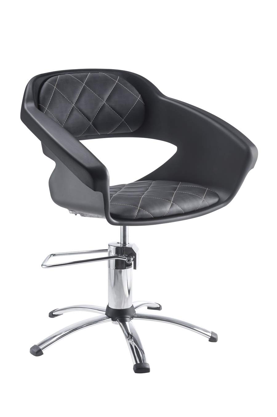 DOMPEL Fauteuil professionnel de coiffure hydraulique Prima pivotant, hauteur réglable, assise confortable, tissu avec double couture, spa, esthétique (noir)