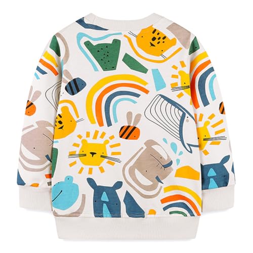 Kids Cartoon Long Sleeve Crewneck Sweatshirt Unisex Fun Farm Animal Print Sweater Shirt 2-7T2