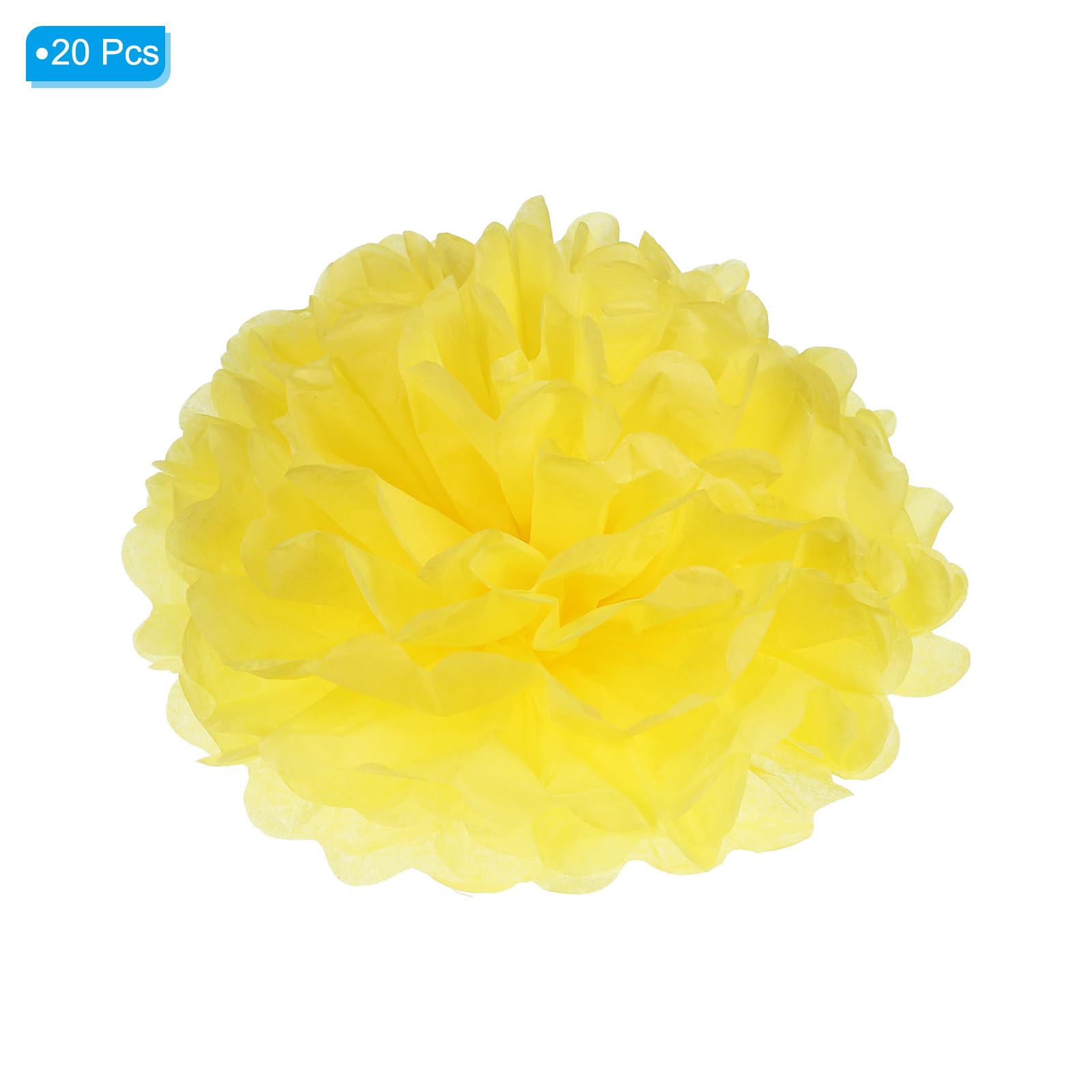 PATIKIL Fiori Pom Pom In Tessuto Da 6", Confezione Da 20 Palline Di Fiori Di Carta Per Decorazioni Per Matrimoni, Addio Al Nubilato, Compleanni, Feste, Sfondi, Giallo