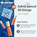 LinkSun Safety Lancet, Retractable, Push Activation, Ideal for Blood Testing - Sterile, Single Use, 28G, 1.8mm Depth, 100 Count