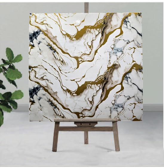 Image of INFINITY DECOR Golden Texture with Cream and Light Pink Marble UV Panels Marble UV Sheets, self Adhesive Wall Tile (60 cm * 60 cm),Marble Look Wall Panels for Homes and Offices(Pack of 5)