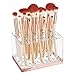 mDesign Plastic Makeup Brush Storage Organizer with 15 Slots for Bathroom Countertop, Vanity to Hold Eye/Lip Pencils, Lip Gloss, Liners, Lipstick - Clear/Rose Gold