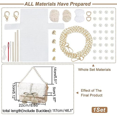 WADORN DIY Knitting & Crochet Handbags Kit, Mesh Plastic Canvas Kit for Shoulder Bags Crossbags, Embroidery Projects, Linen - Image 2