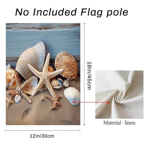 Bandera de jardín marina de conchas y estrella de mar de 30x45 cm de doble cara 4