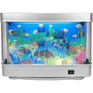 Fake Fish Tank Mini Aquarium,Artificial Tropical Fish Decorative,Fake Aquarium Decorative Lamp,Aquarium Lights Motion Lamp Night Light with Moving Fish,Gift for Kids(US Plug)
